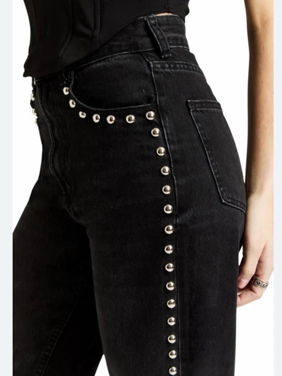 No Comment Denim - High-Rise Black Stud Detail Women's Jeans